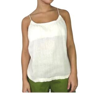 Vintage Fini Lignarolo Cream Beaded Linen Tank Medium Crunchy Granola Girl